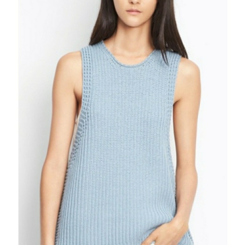 Vince Italian Cotton Waffle Stitch Tank Top.